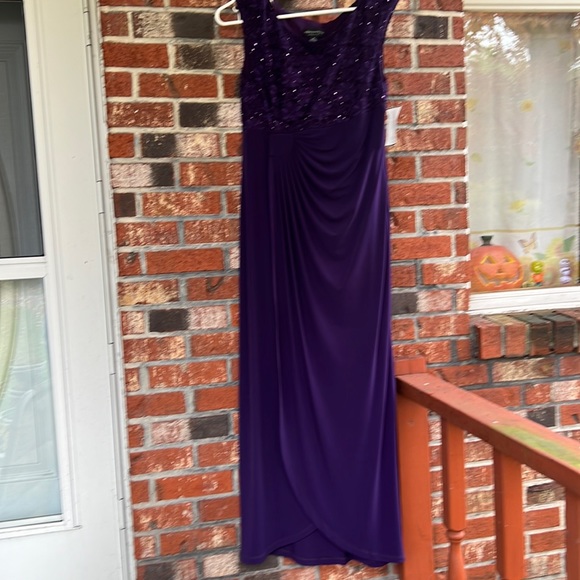 Nwt Connected Apparel Mother of the Bride formal maxi eggplant sparkle dress 10 - Picture 1 of 3